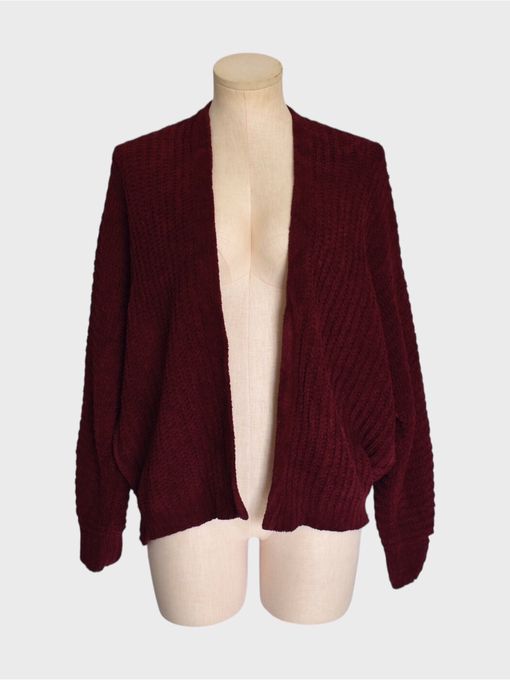 Love Tree Burgundy Chenille Dolman Cardigan
